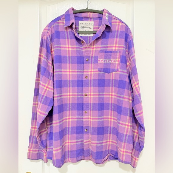 cakeworthy Tops - Cakeworthy FRIENDS Phoebe Buffay Regina Phalange Plaid Flannel Shirt XL Purple